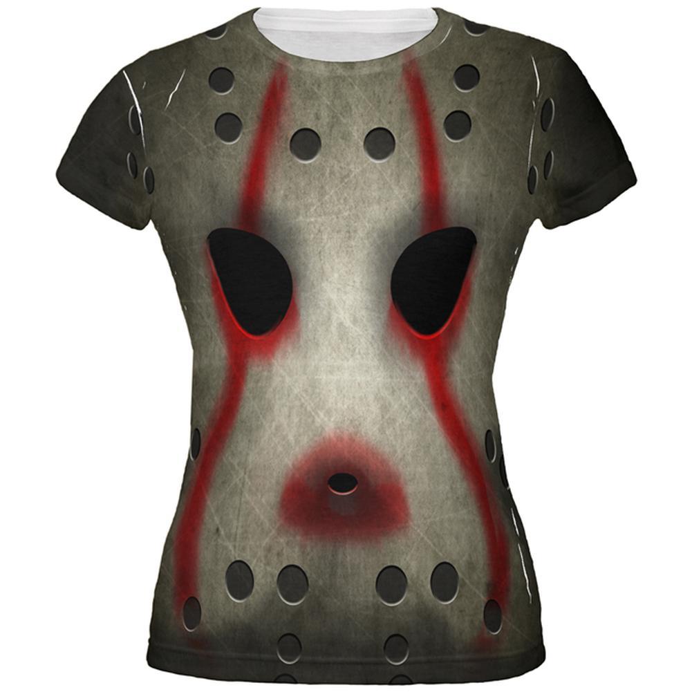 Halloween Horror Movie Hockey Mask Costume All Over Juniors T Shirt