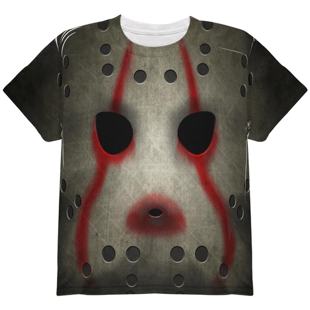 Halloween Horror Movie Hockey Mask Costume All Over Youth T Shirt