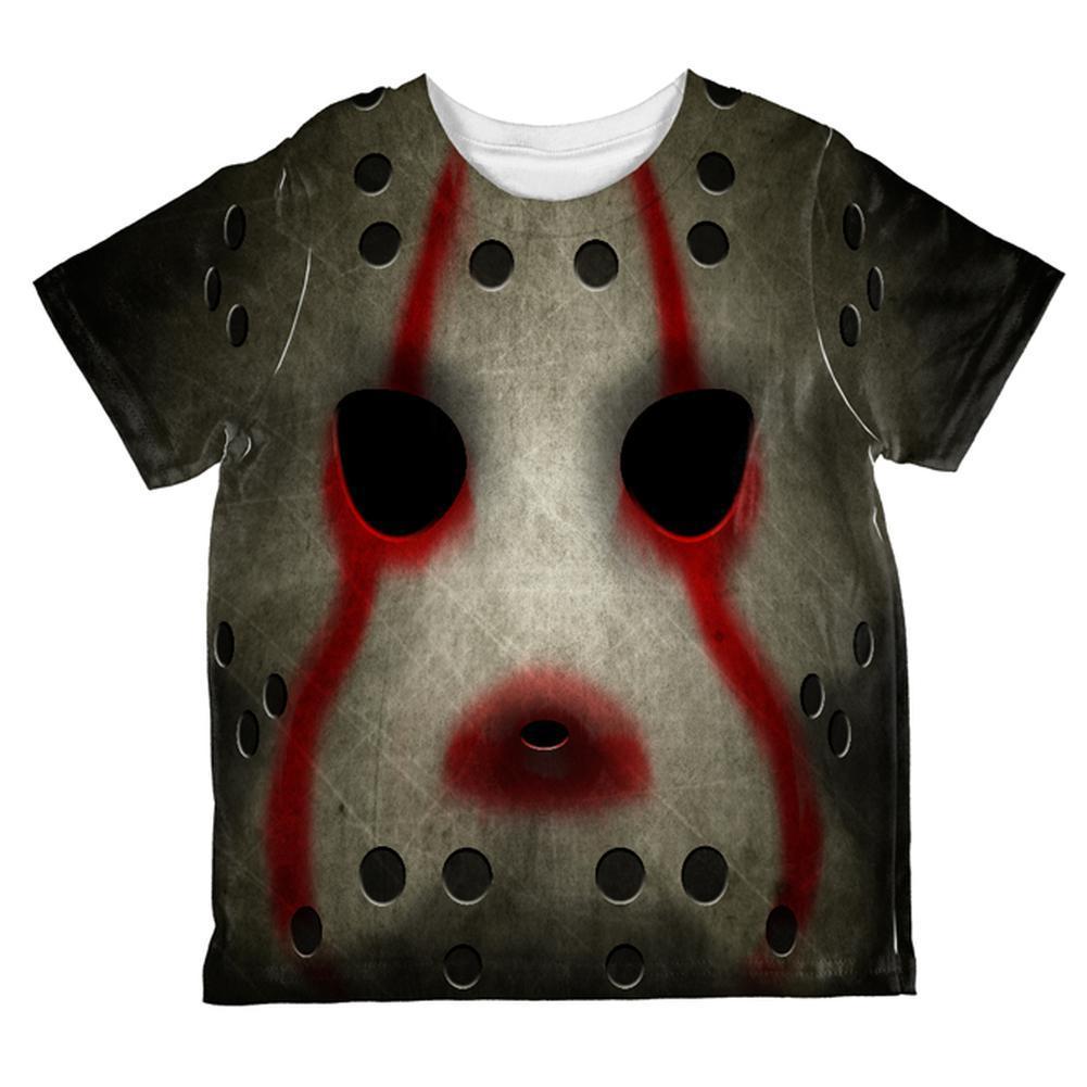 Halloween Horror Movie Hockey Mask Costume All Over Toddler T Shirt