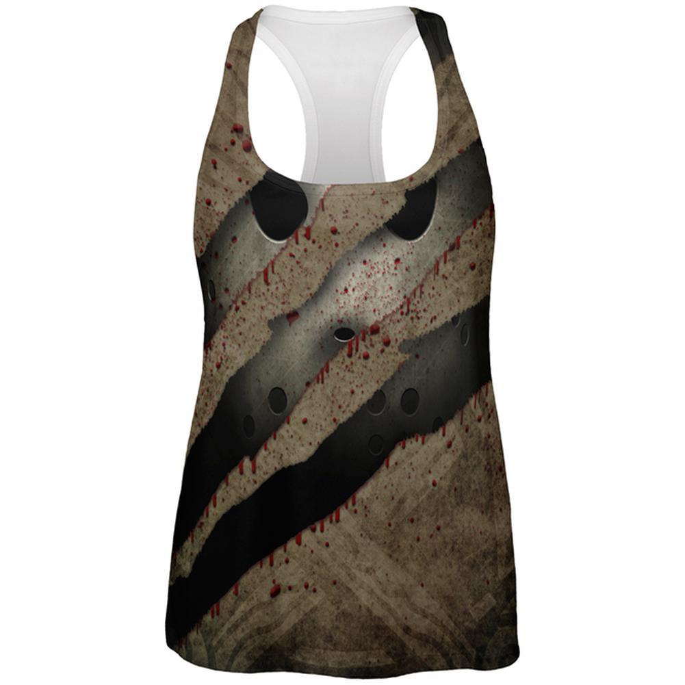 Halloween Horror Movie Mask Slasher Attack All Over Womens Work Out Tank Top