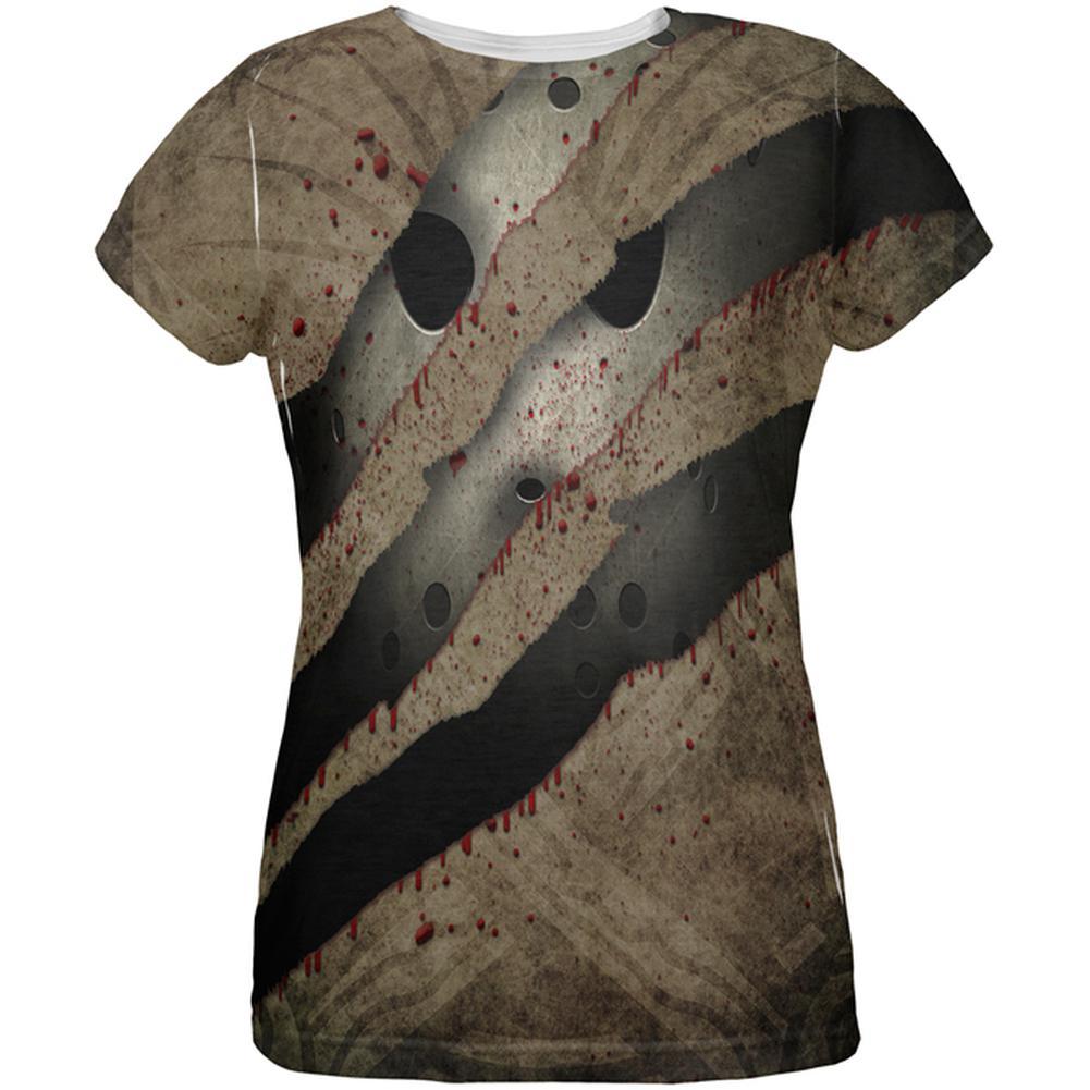 Halloween Horror Movie Mask Slasher Attack All Over Womens T Shirt