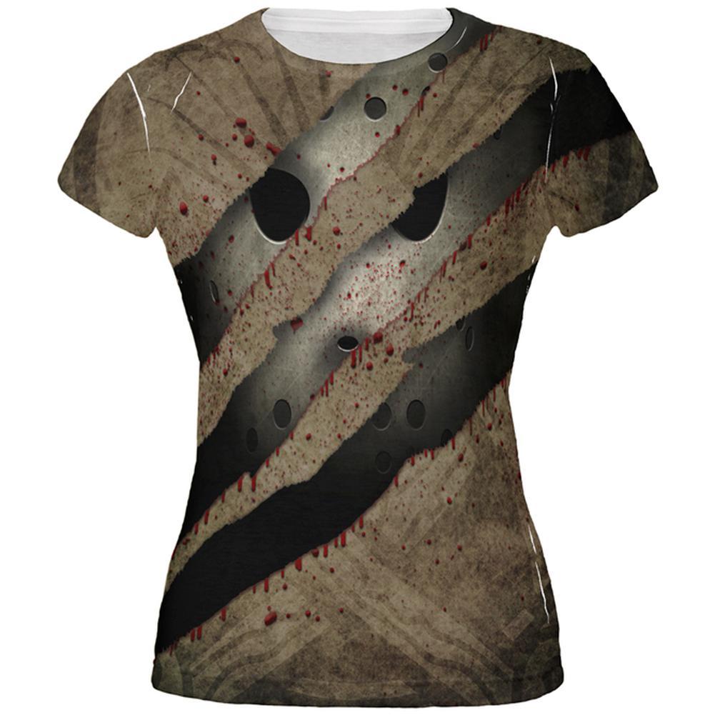 Halloween Horror Movie Mask Slasher Attack All Over Juniors T Shirt