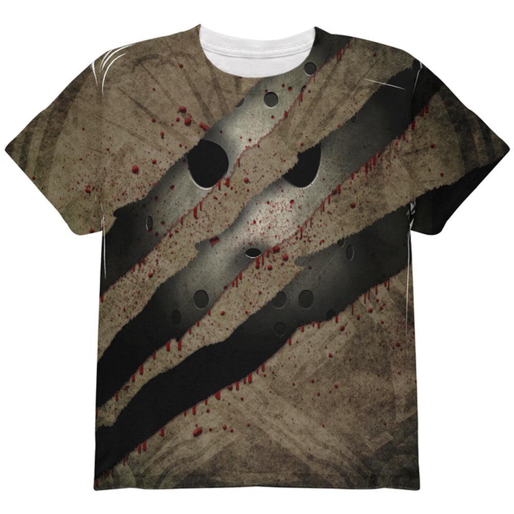 Halloween Horror Movie Mask Slasher Attack All Over Youth T Shirt