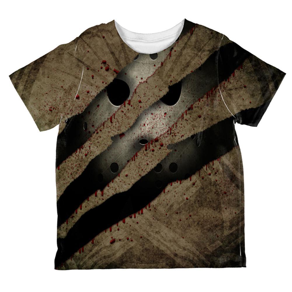 Halloween Horror Movie Mask Slasher Attack All Over Toddler T Shirt