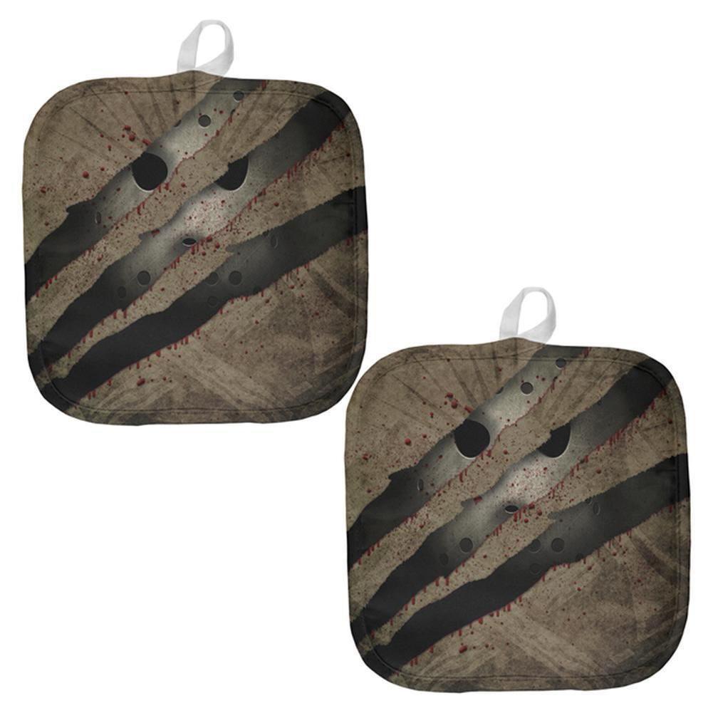Halloween Horror Movie Mask Slasher Attack All Over Pot Holder (Set of 2)
