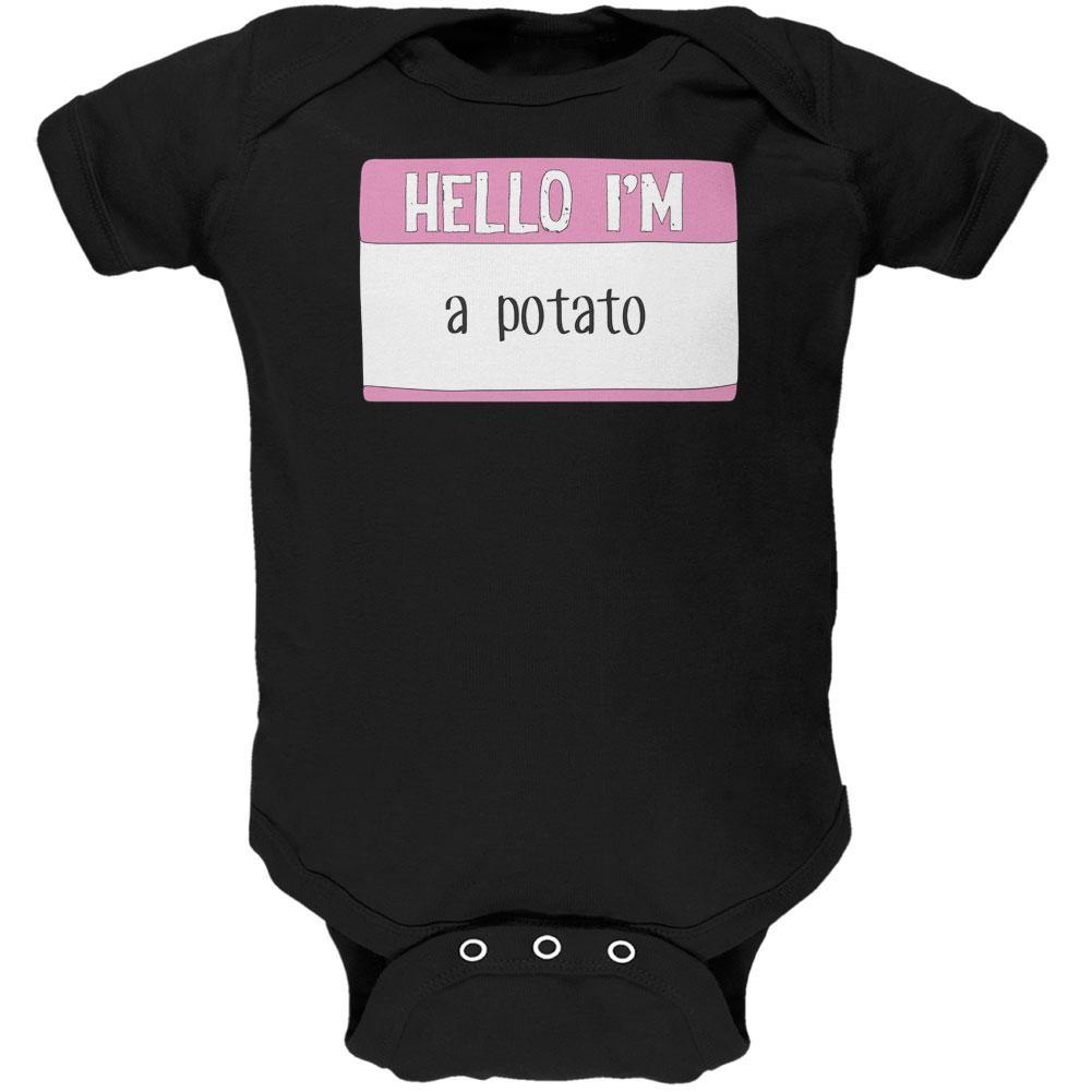 Halloween Hello I'm a Potato Black Text Soft Baby One Piece
