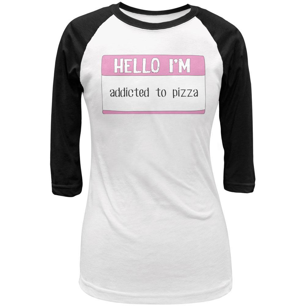 Halloween Hello I'm Addicted to Pizza Juniors 3/4 Sleeve Raglan T Shirt