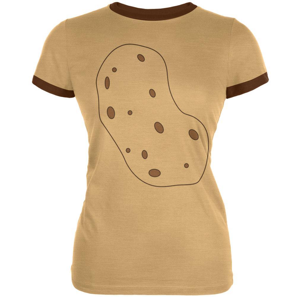 Halloween Vegetable I'm a Potato Costume Juniors Soft Ringer T Shirt