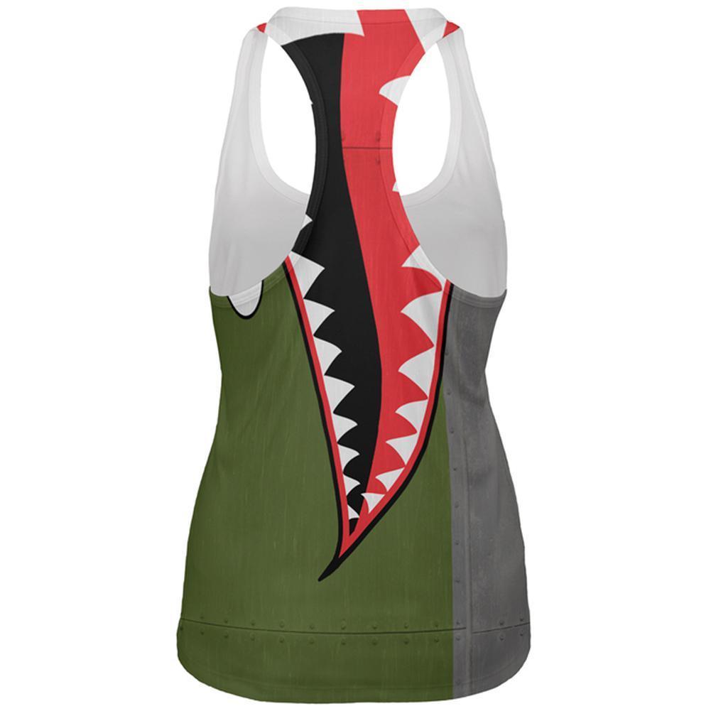 Halloween WWII Flying Tiger Fighter Shark Nose Art All Over Womens Work Out Tank Top