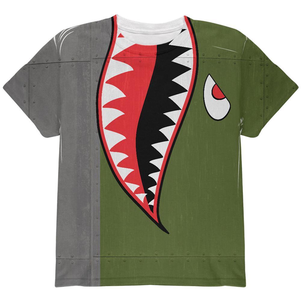Halloween WWII Flying Tiger Fighter Shark Nose Art All Over Youth T Shirt