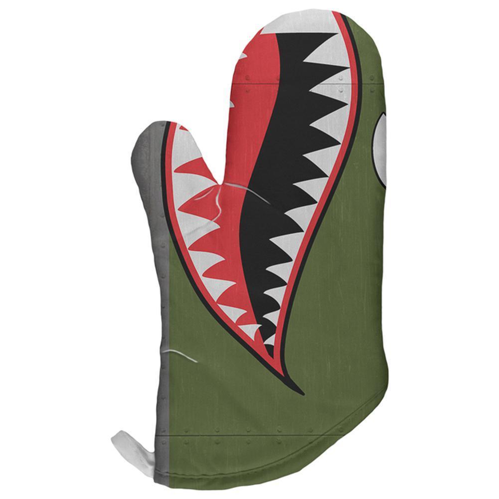 Halloween WWII Flying Tiger Fighter Shark Nose Art All Over Oven Mitt