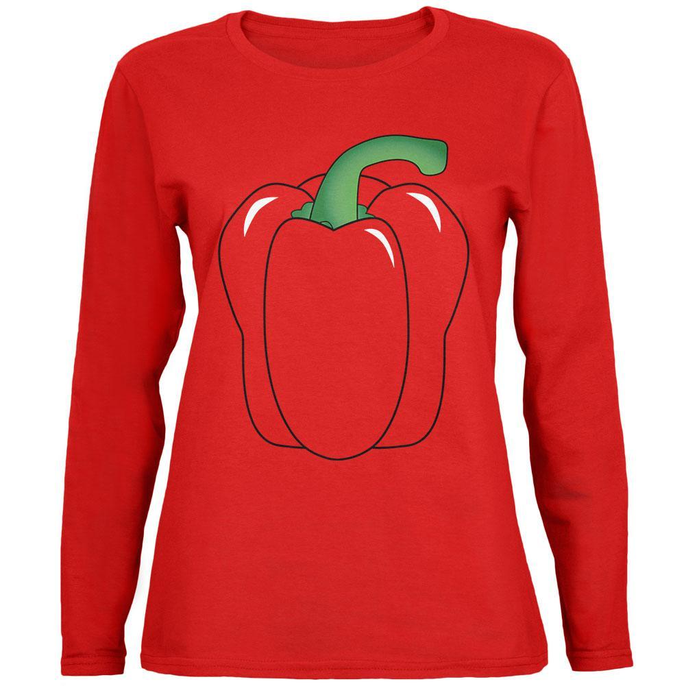 Halloween Fruit Vegetable Bell Pepper Costume Womens Long Sleeve T Shirt