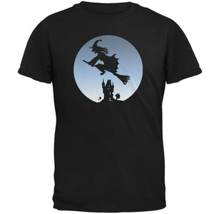 Halloween Witch Riding Broomstick Full Moon Mens T Shirt