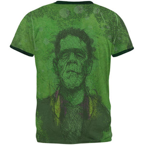 Halloween Frankenstein Raver Horror Movie Monster Mens Ringer T Shirt