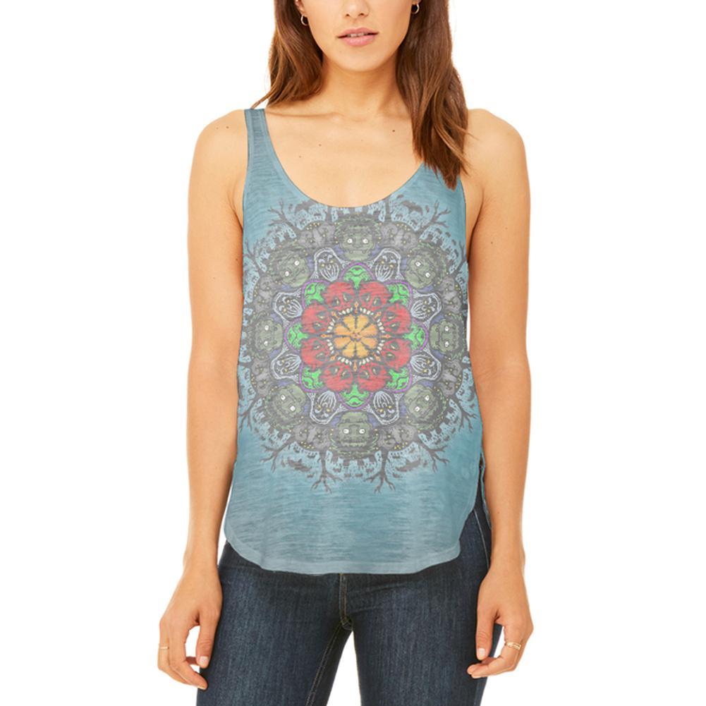 Halloween Classic Movie Monster Mandala Juniors Flowy Side Slit Tank Top