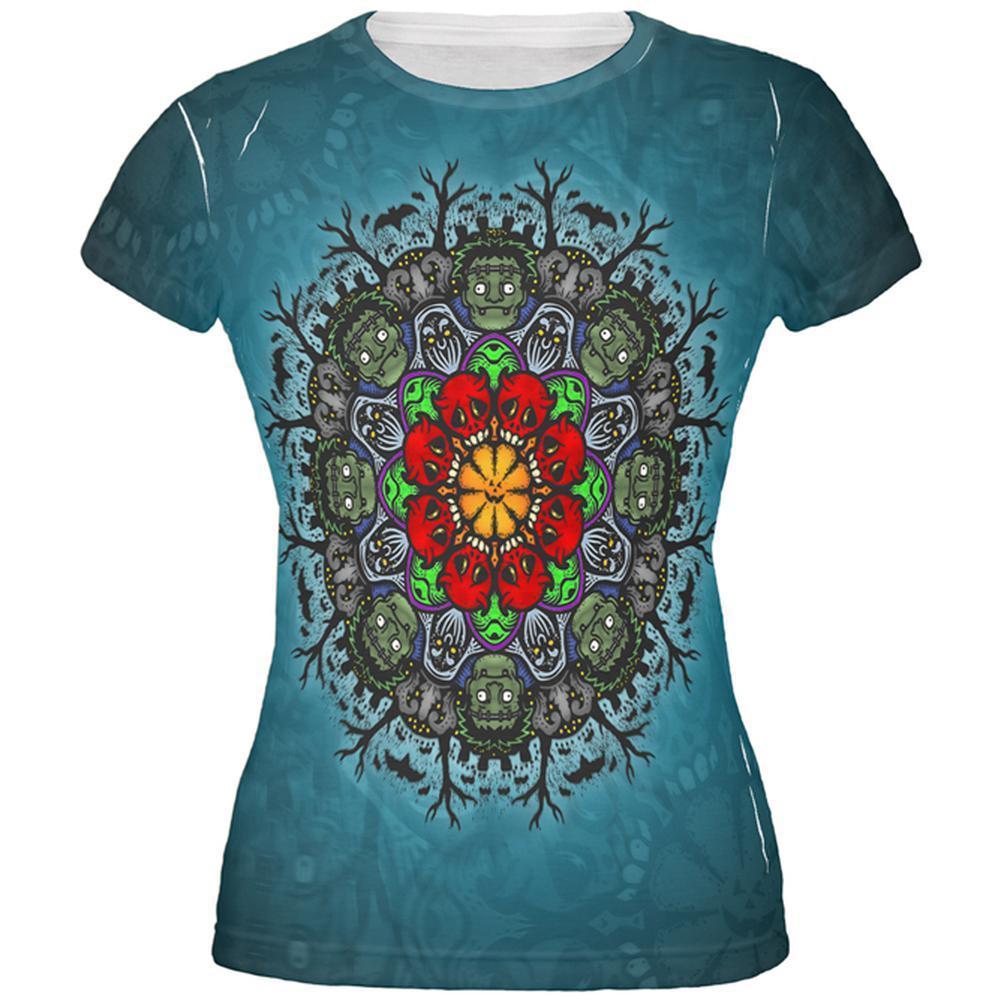 Halloween Classic Movie Monster Mandala All Over Juniors T Shirt