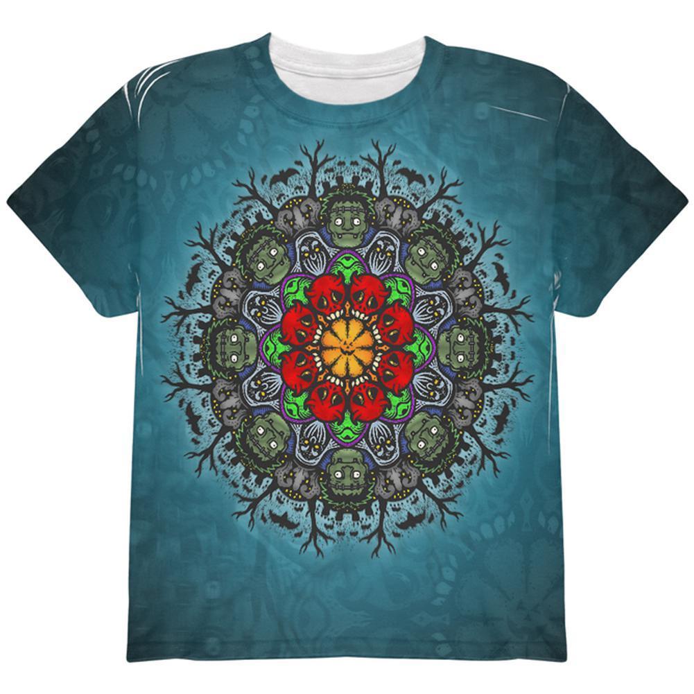 Halloween Classic Movie Monster Mandala All Over Youth T Shirt