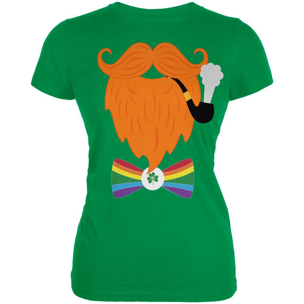 Halloween Leprechaun Costume Rainbow Bow Tie Juniors Soft T Shirt