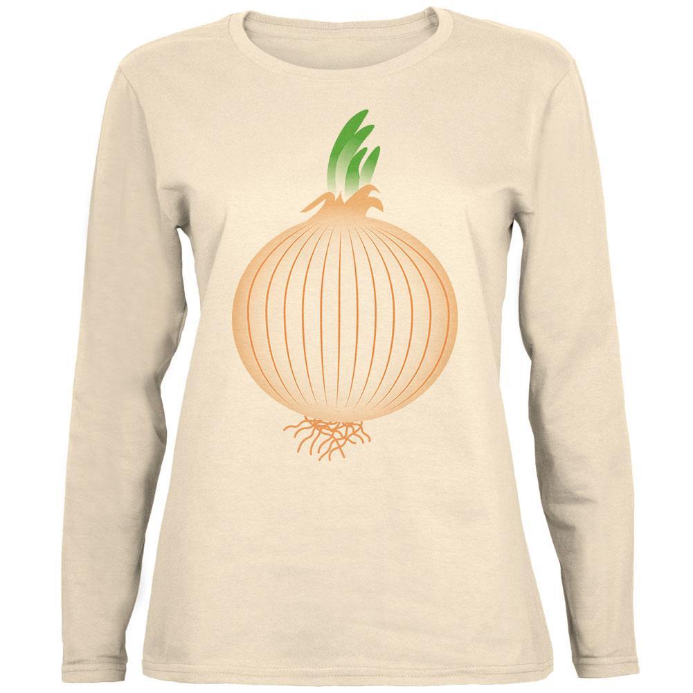 Halloween Vegetable Yellow Onion Costume Womens Long Sleeve T Shirt