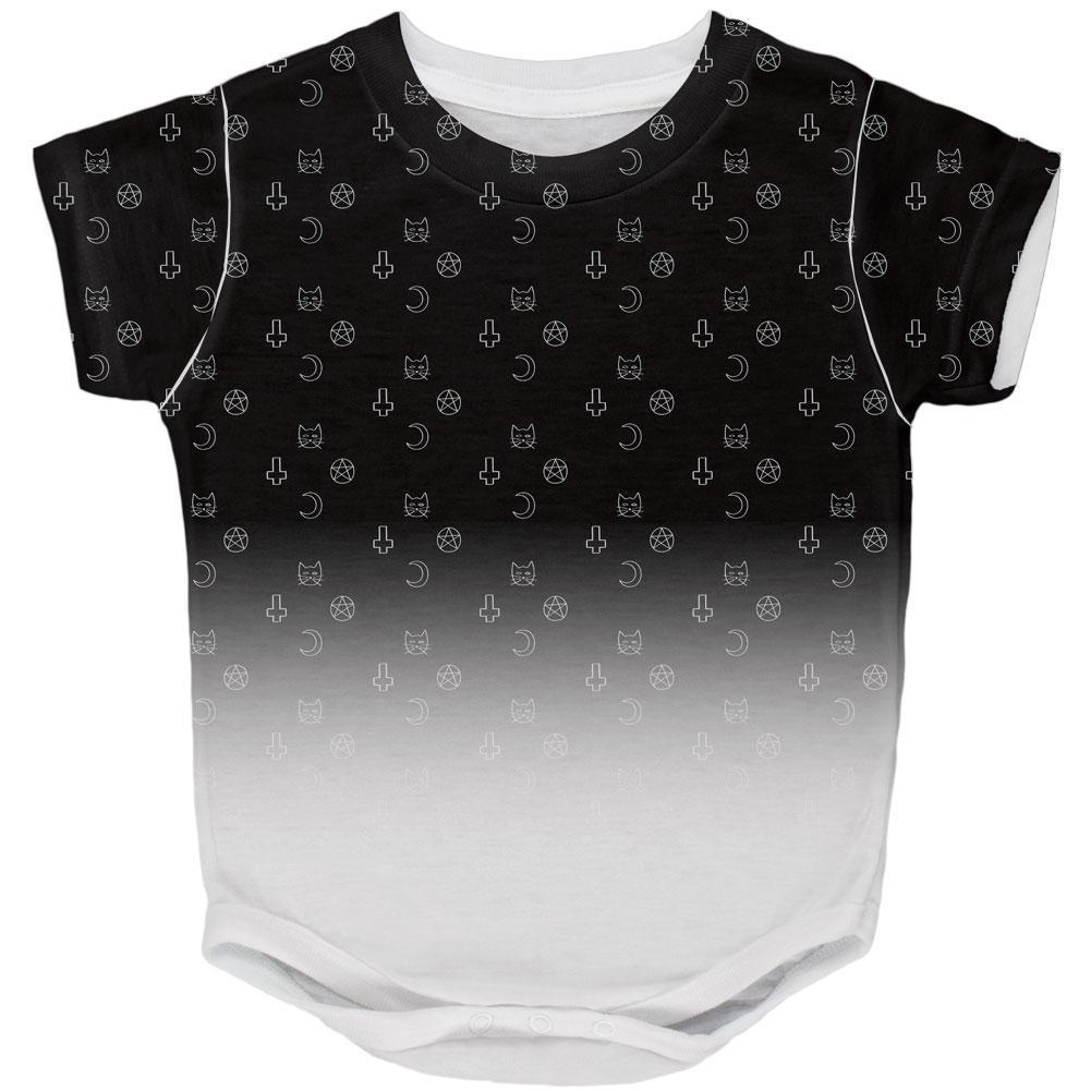 Halloween Witch Elements Cat Cross Moon Star All Over Baby One Piece