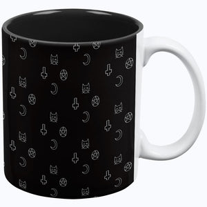 Halloween Witch Elements Cat Cross Moon Star All Over Coffee Mug