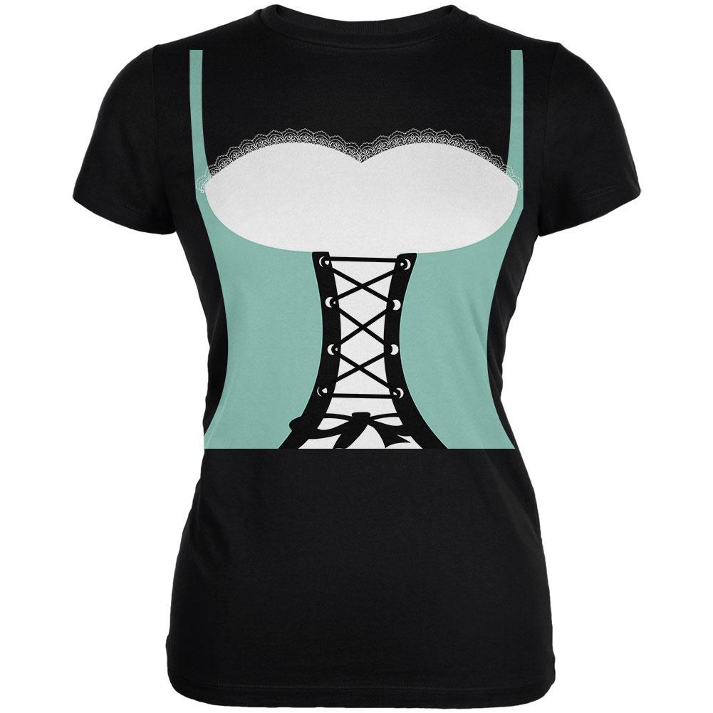 Halloween Medieval Maiden Costume Blue Juniors Soft T Shirt