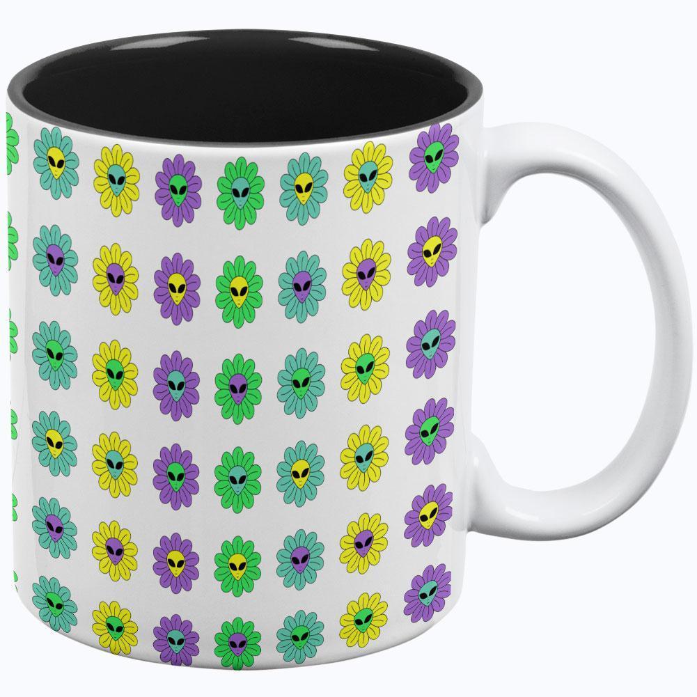 Halloween Alien Flowers All Over Coffee Mug