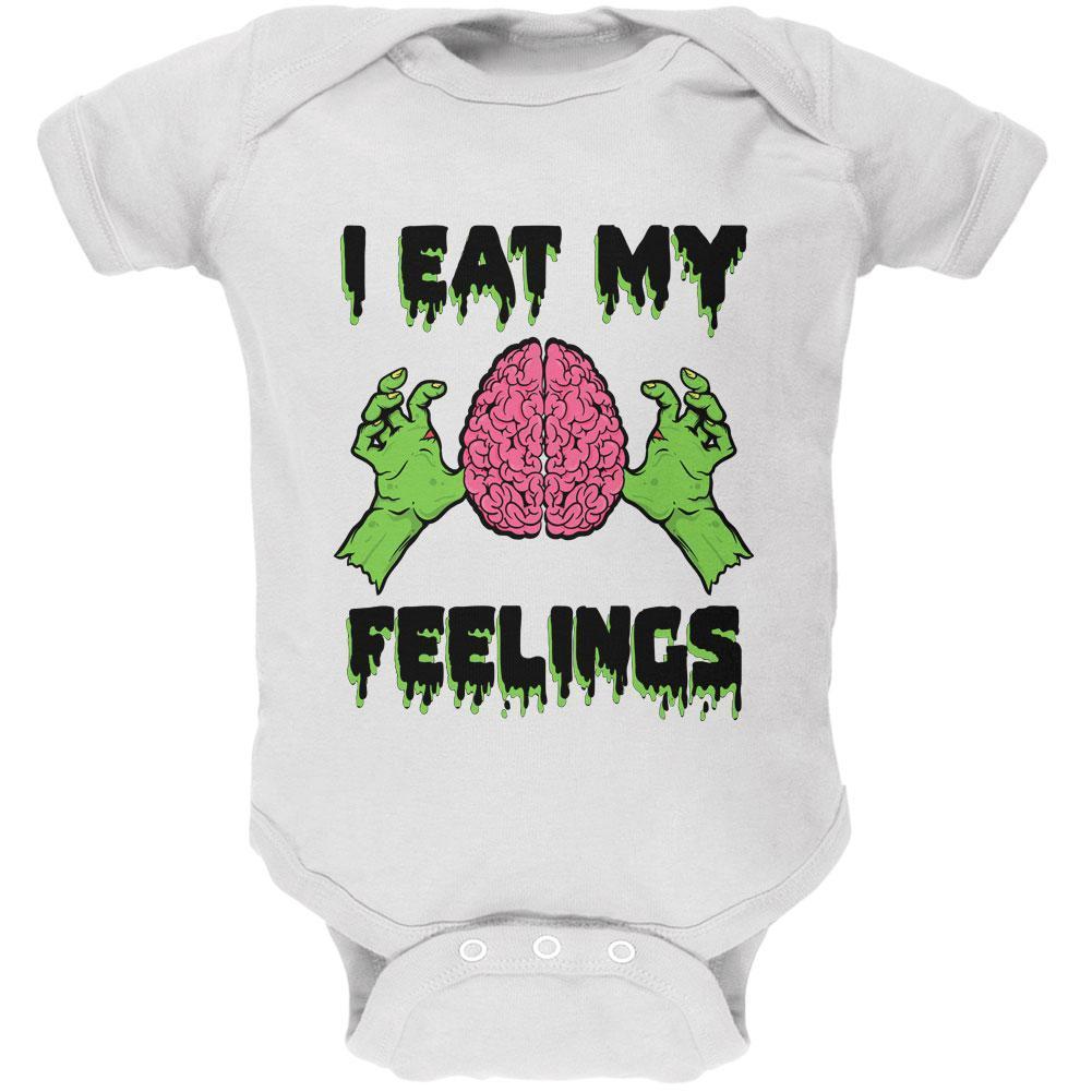 Halloween I Eat My Feelings Zombie Brain Soft Baby One Piece