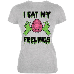 Halloween I Eat My Feelings Zombie Brain Juniors Soft T Shirt