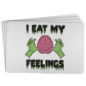 Halloween I Eat My Feelings Zombie Brain All Over Placemat (Set of 4)