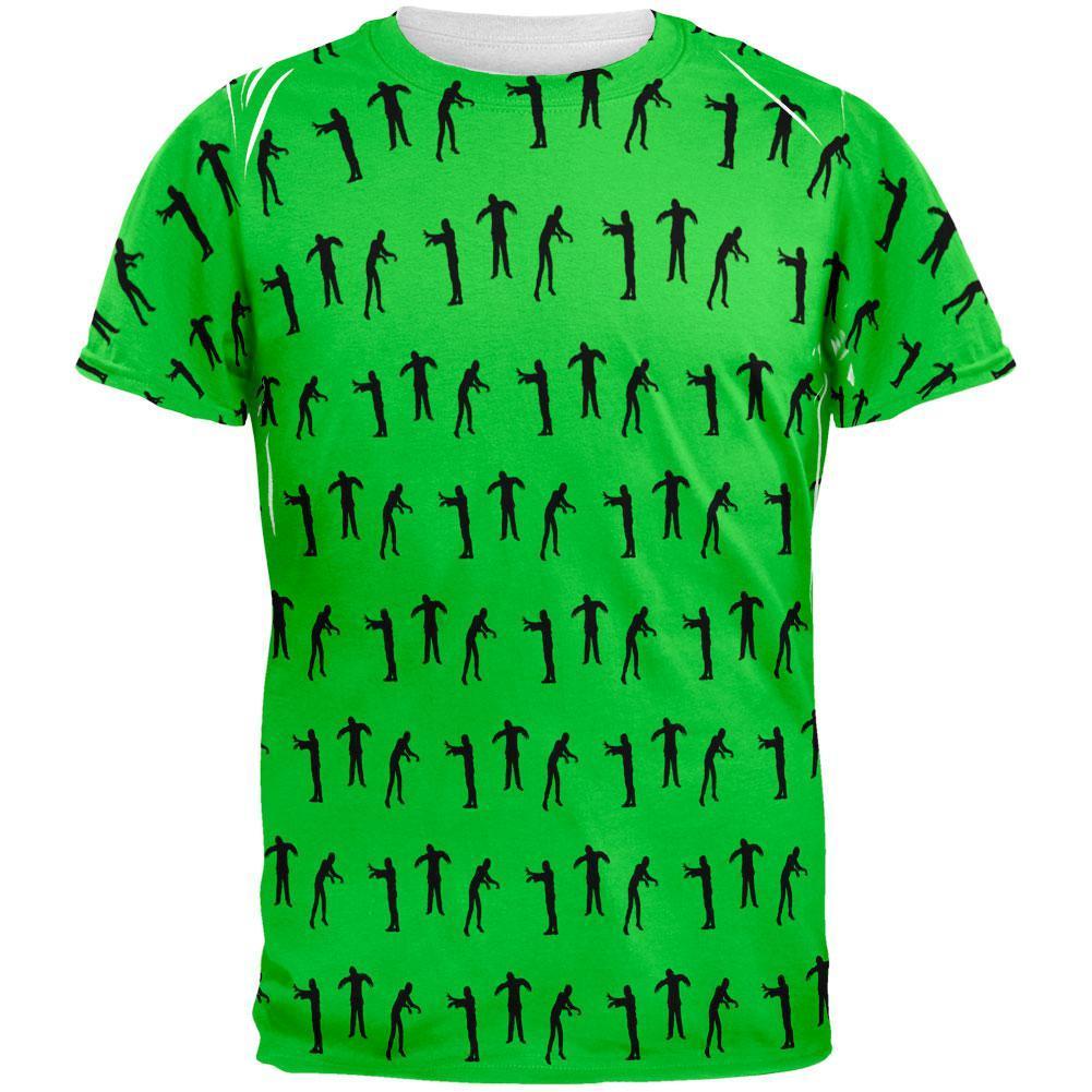 Halloween Zombie Guy Walker Pattern All Over Mens T Shirt