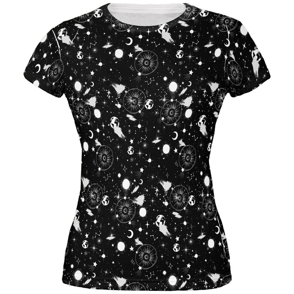 Halloween Galaxy Astronomy Pattern All Over Juniors T Shirt
