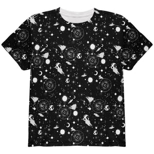Halloween Galaxy Astronomy Pattern All Over Youth T Shirt