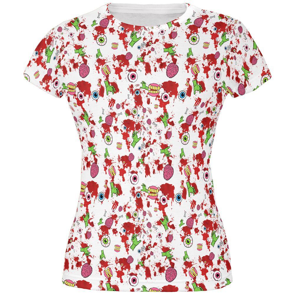 Halloween Zombie Elements Pattern All Over Juniors T Shirt