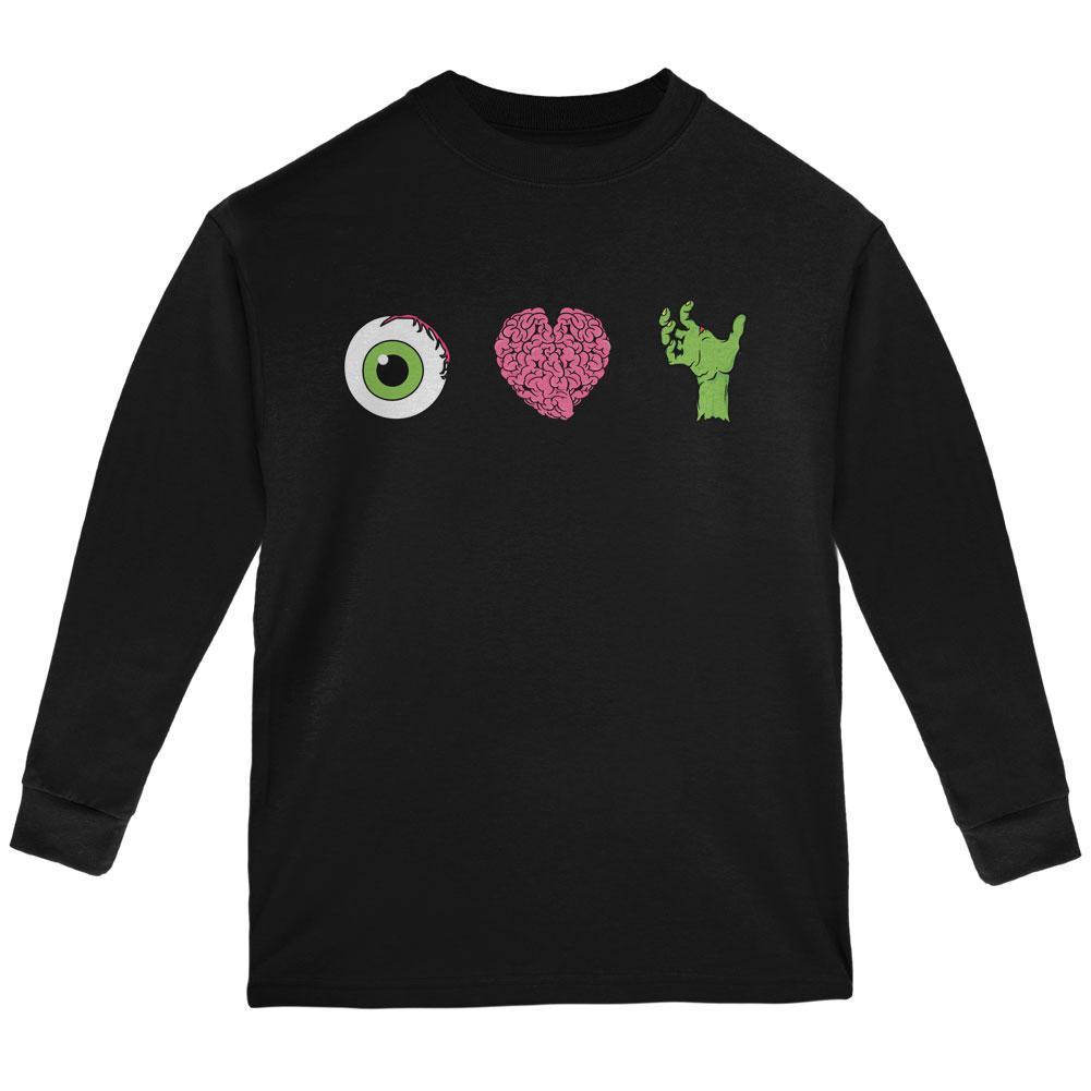 Halloween Eye Heart Zombies Youth Long Sleeve T Shirt
