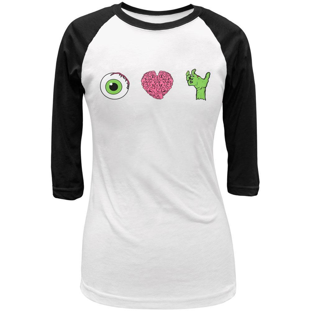 Halloween Eye Heart Zombies Juniors 3/4 Sleeve Raglan T Shirt