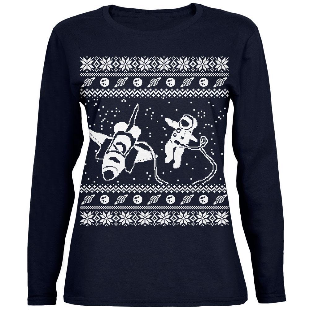 Astronaut in Space Ugly Christmas Sweater Womens Long Sleeve T Shirt