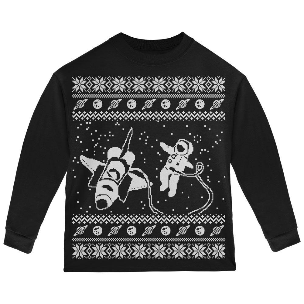 Astronaut in Space Ugly Christmas Sweater Toddler Long Sleeve T Shirt