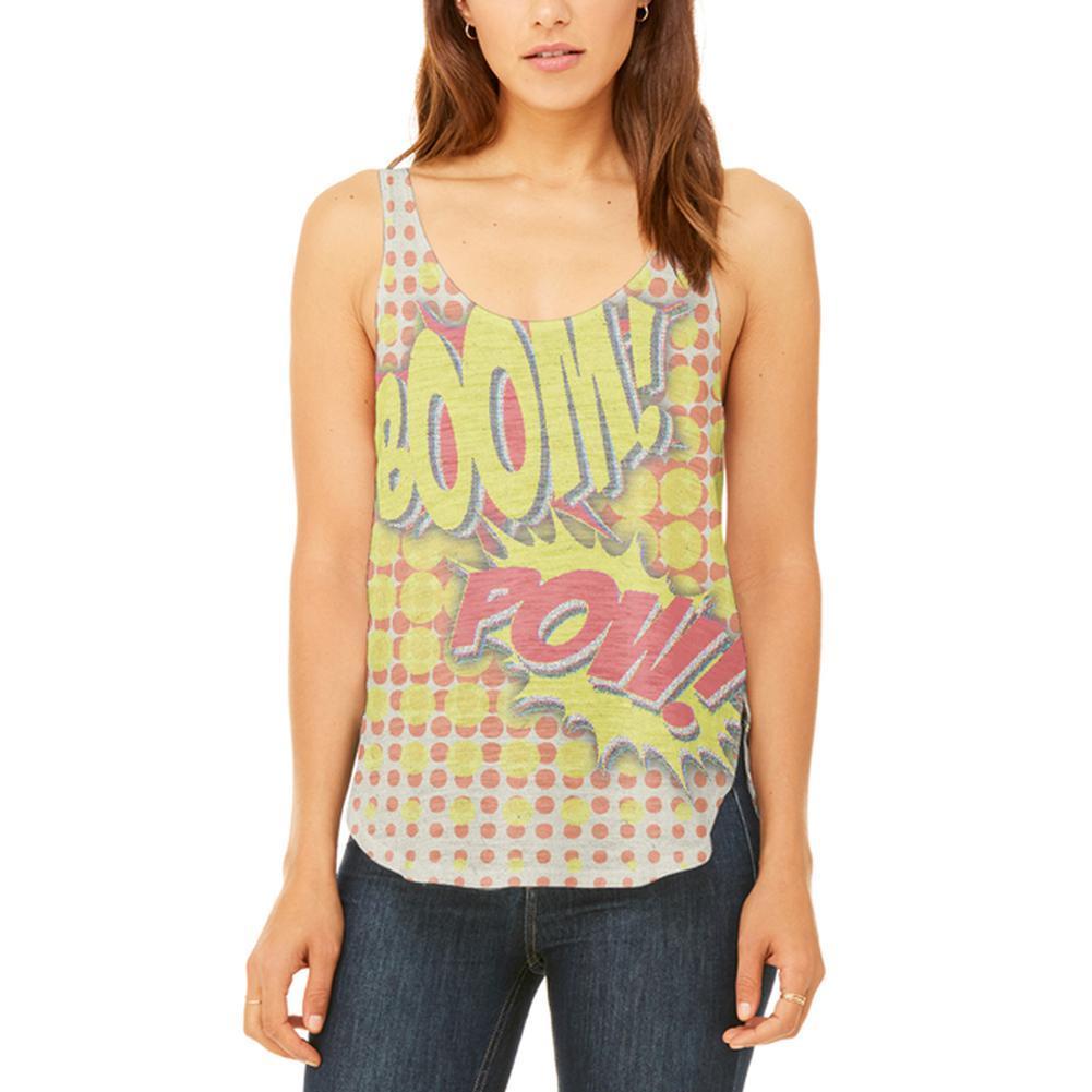 Halloween Boom Pow Vintage Comic Book Costume Juniors Flowy Side Slit Tank Top