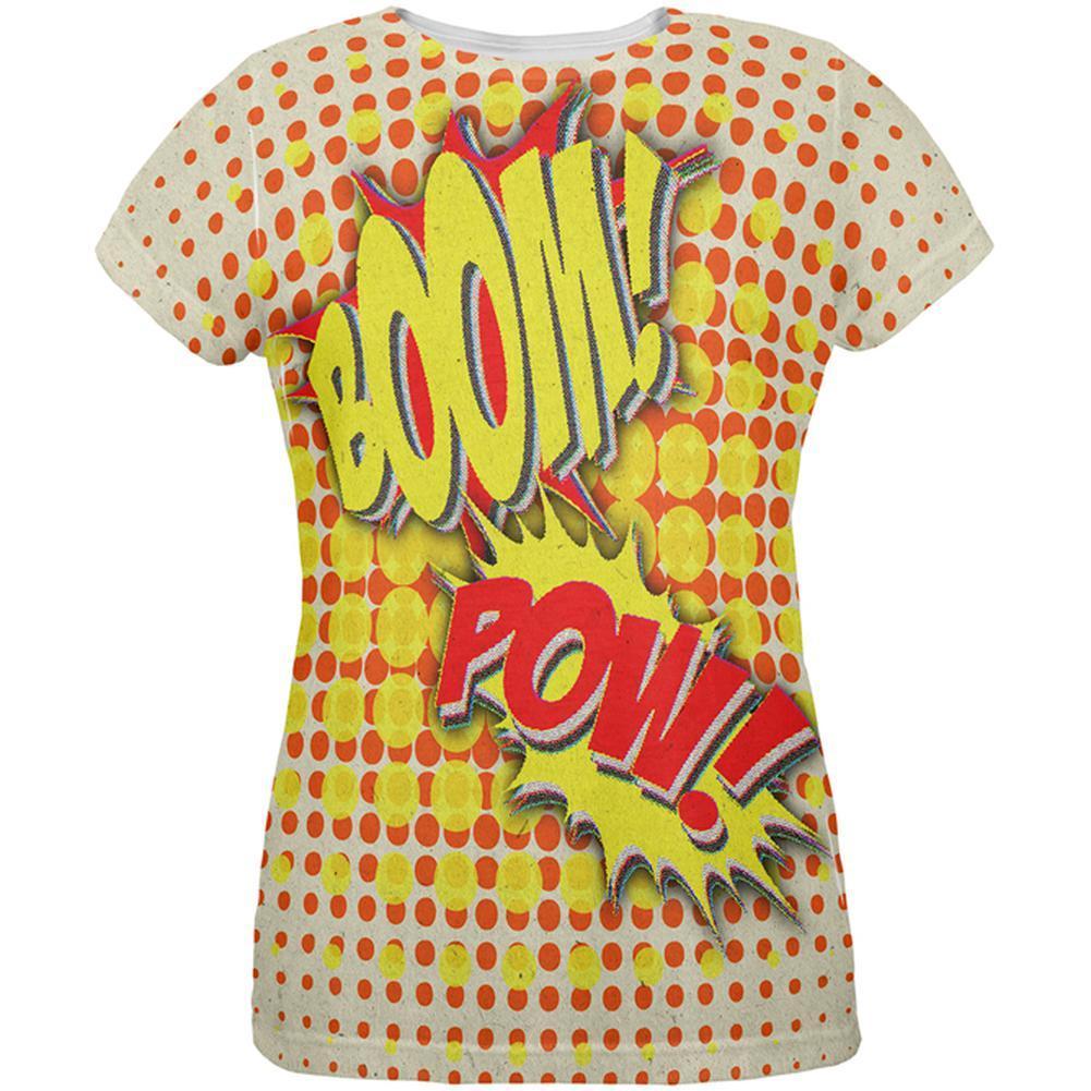 Halloween Boom Pow Vintage Comic Book Costume All Over Womens T Shirt