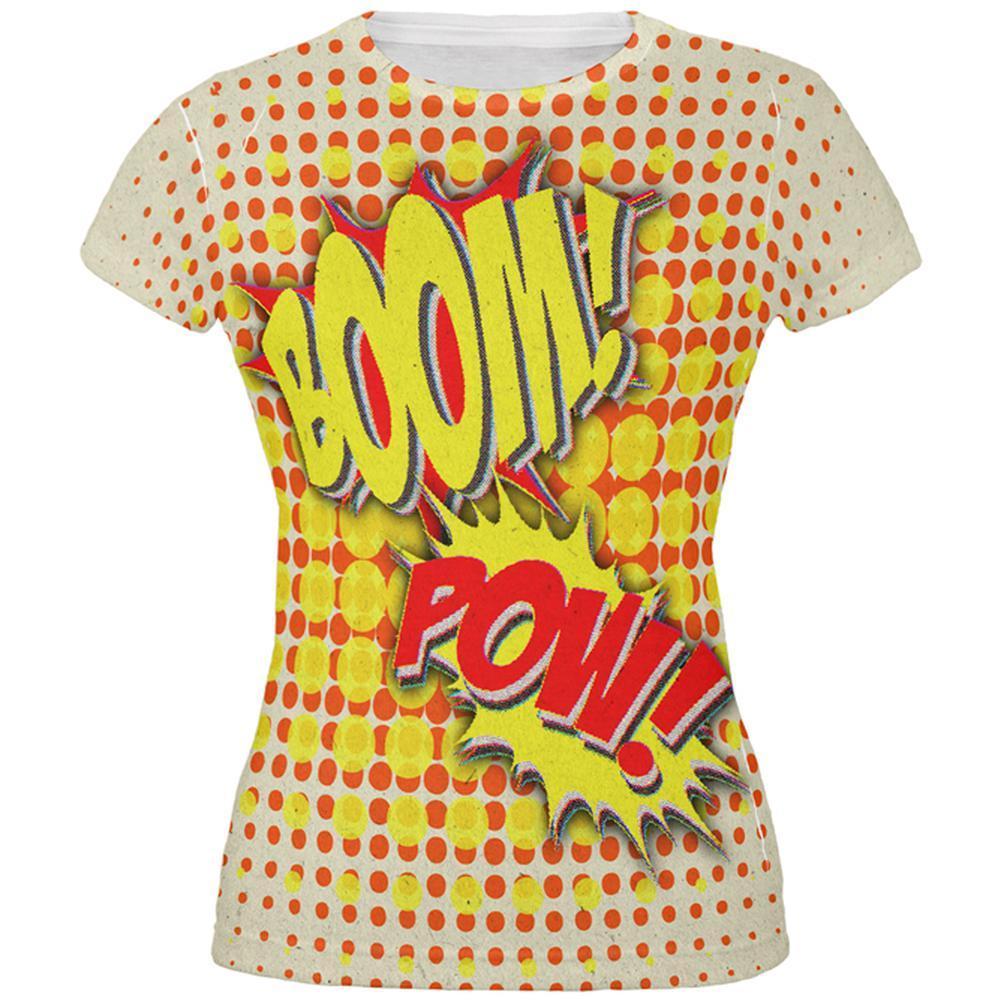 Halloween Boom Pow Vintage Comic Book Costume All Over Juniors T Shirt