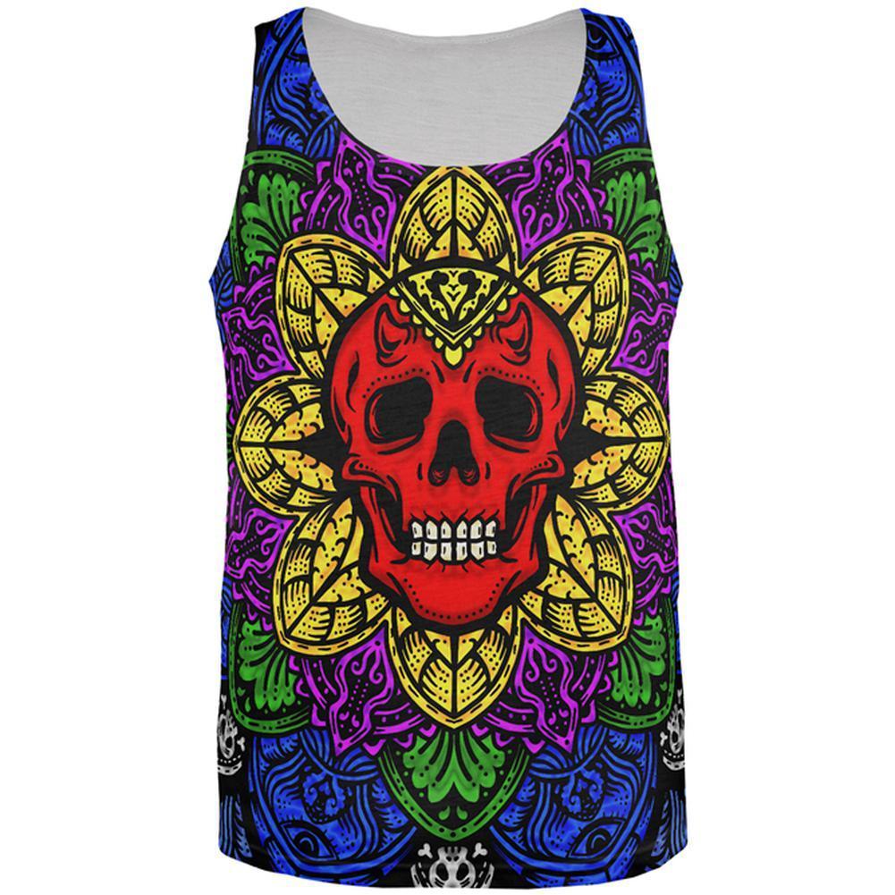 Halloween Demon Skull Mandala All Over Mens Tank Top