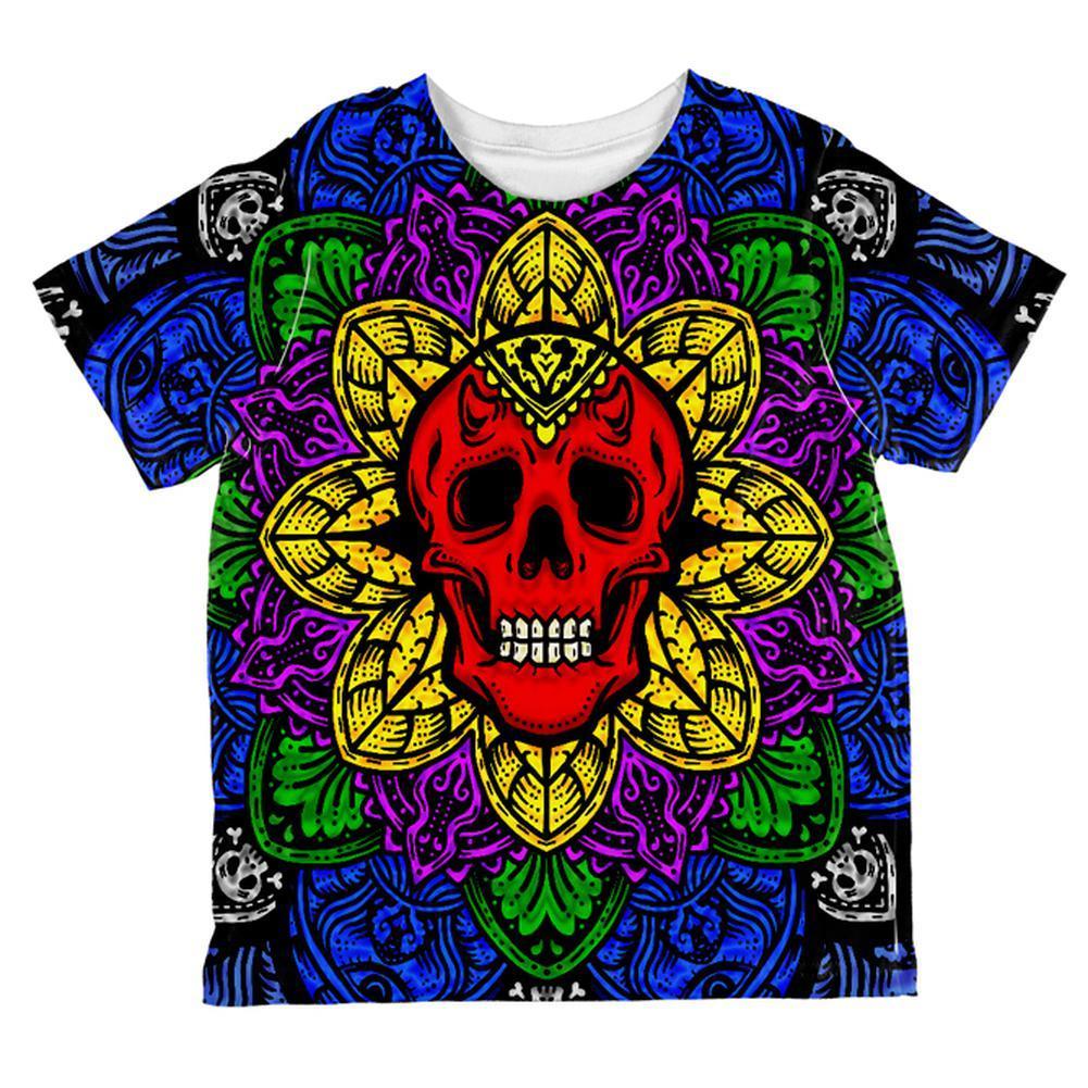 Halloween Demon Skull Mandala All Over Toddler T Shirt