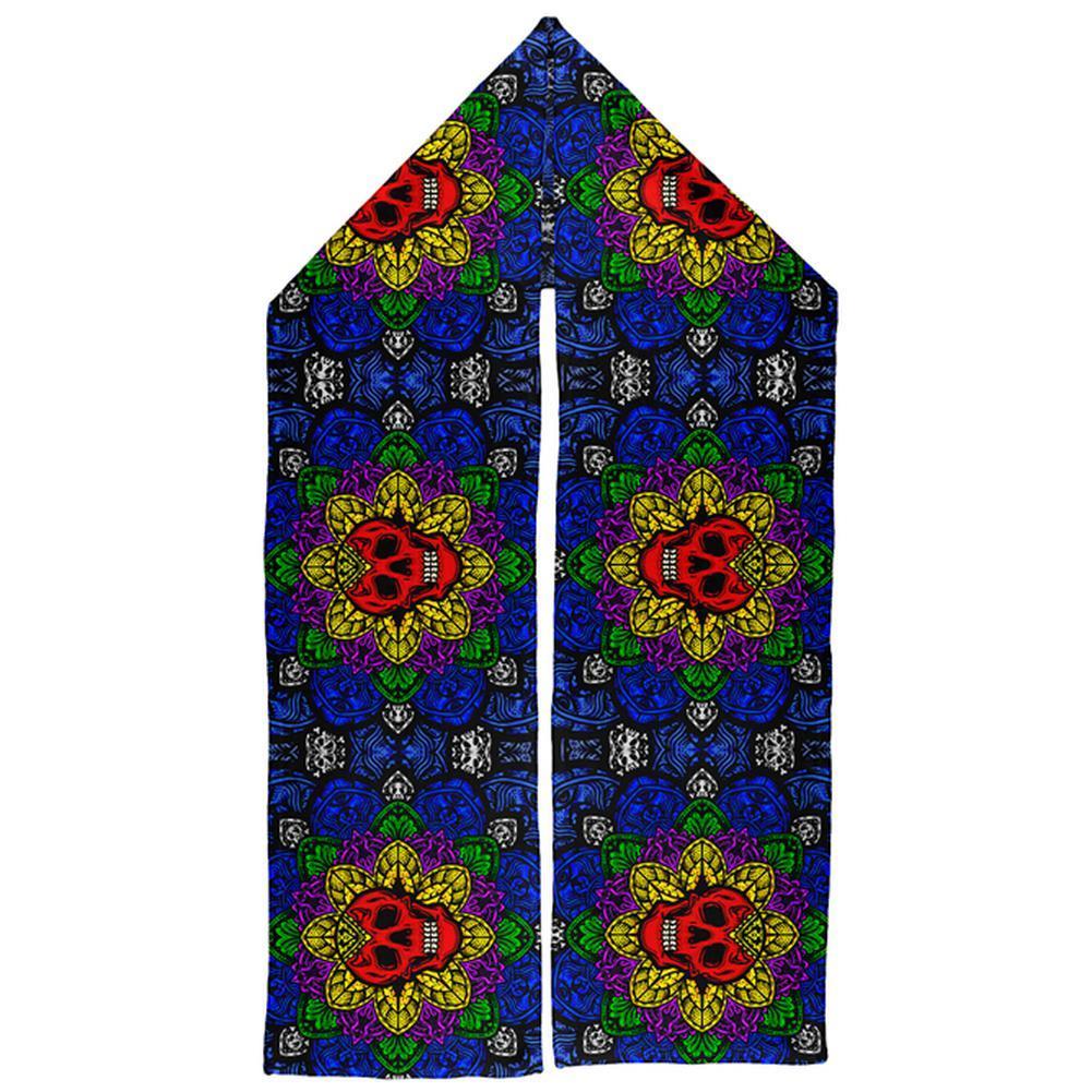 Halloween Demon Skull Mandala Warm Fleece Scarf