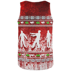 Ugly Christmas Sweater Bloody Zombie Attack Survivor All Over Mens Tank Top