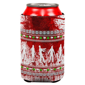 Ugly Christmas Sweater Bloody Zombie Attack Survivor All Over Can Cooler