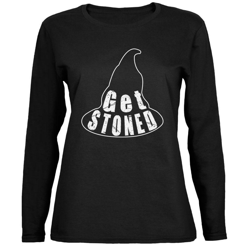 Halloween Witch Hat Get Stoned Pun Ladies' Relaxed Jersey Long-Sleeve Tee