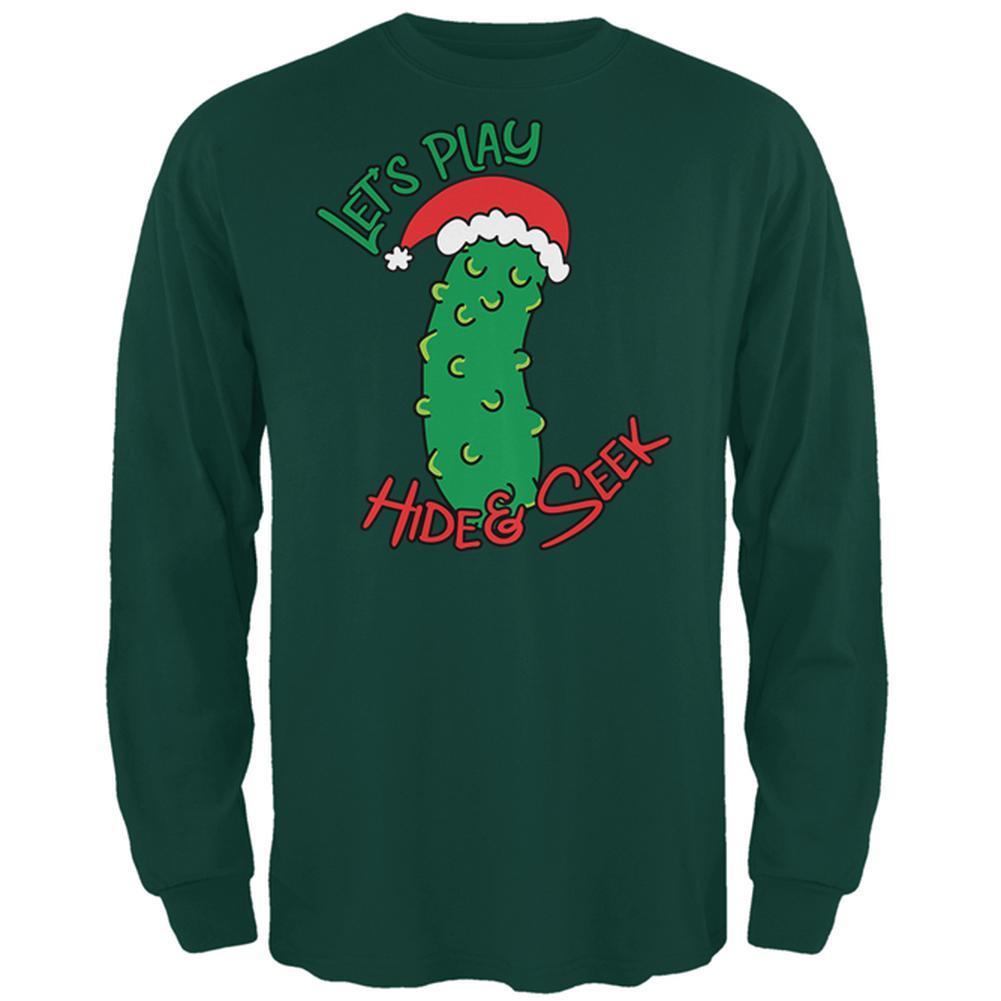 Christmas Pickle Hide And Seek Funny Mens Long Sleeve T Shirt