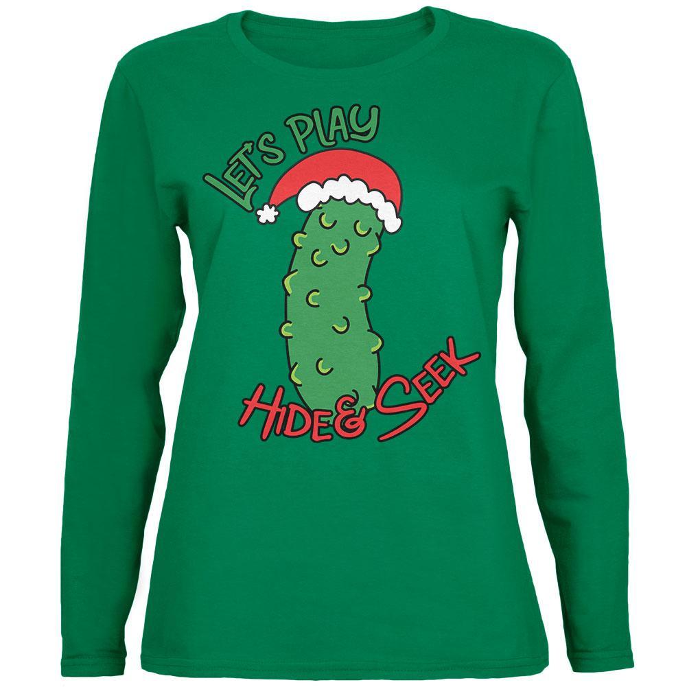Christmas Pickle Hide And Seek Funny Womens Long Sleeve T Shirt