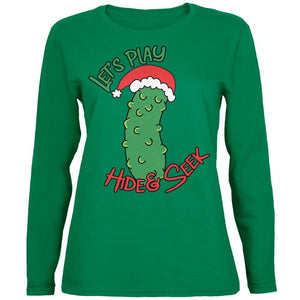 Christmas Pickle Hide And Seek Funny Womens Long Sleeve T Shirt